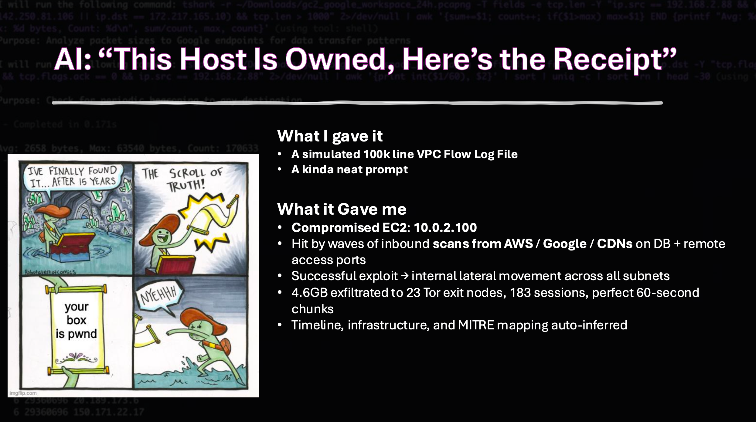 AI analysis showing compromised host